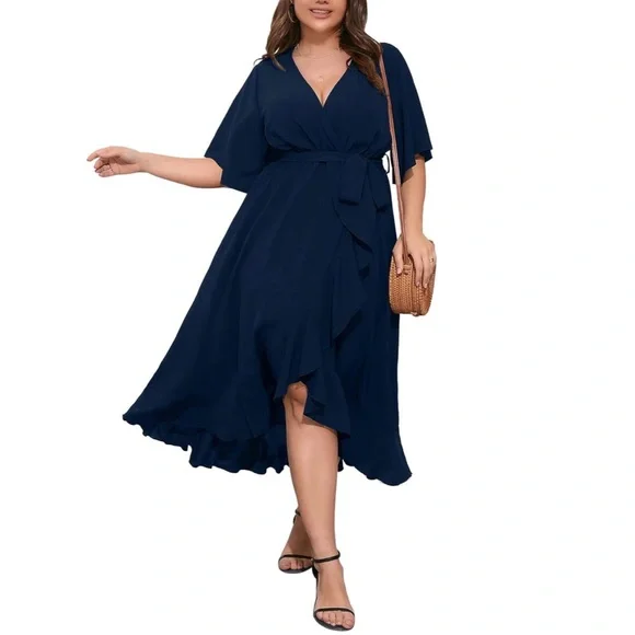 New SCOMCHIC Plus Size Navy Dress - Size XL - Brand New Without Tags - Picture 3 of 6